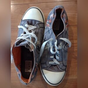 Converse All Star Gray with Orange Shoes sz 8 eur 38.5 GUC